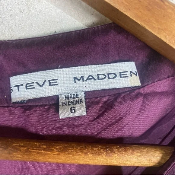 Steve Madden plum cranberry velvet geometric sleeveless shift dress small 6 - Picture 7 of 8